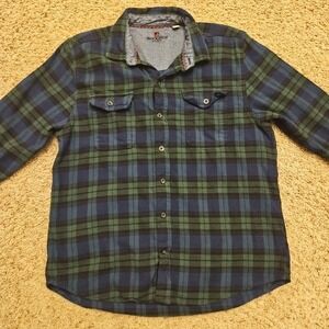 Woolrich Shirt Adult Large Blue Green Plaid Cotton Flannel Long Sleeve‎ Mens